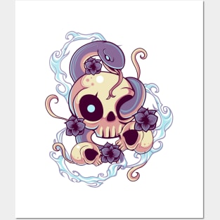 Skull Snake Kawaii Posters and Art